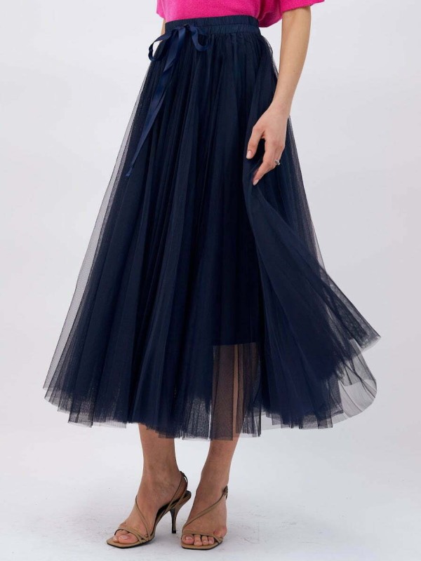 Charlotte-Tulle Skirt Navy