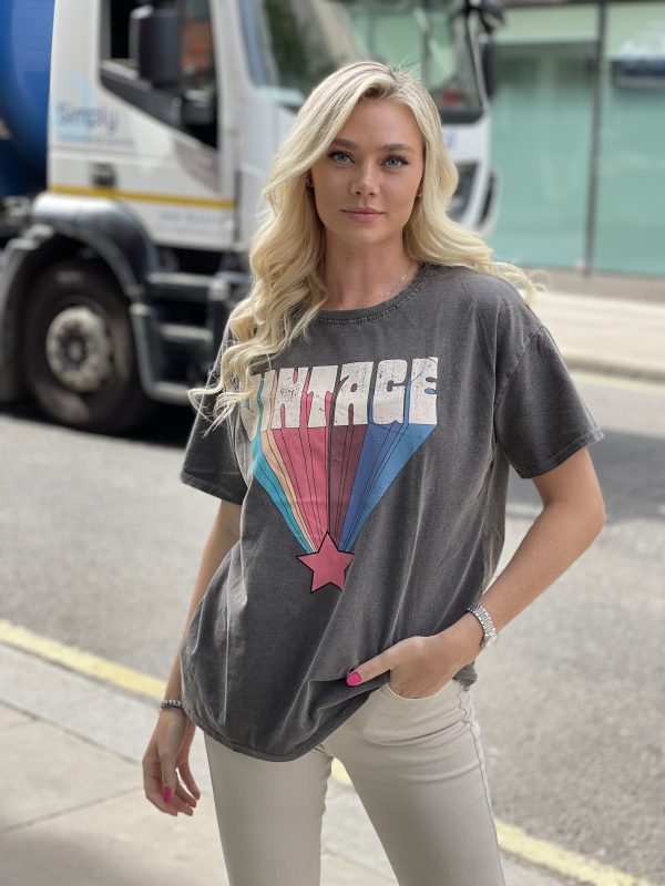 Taylor -printed cotton-jersey Vintage T-shirt in grey