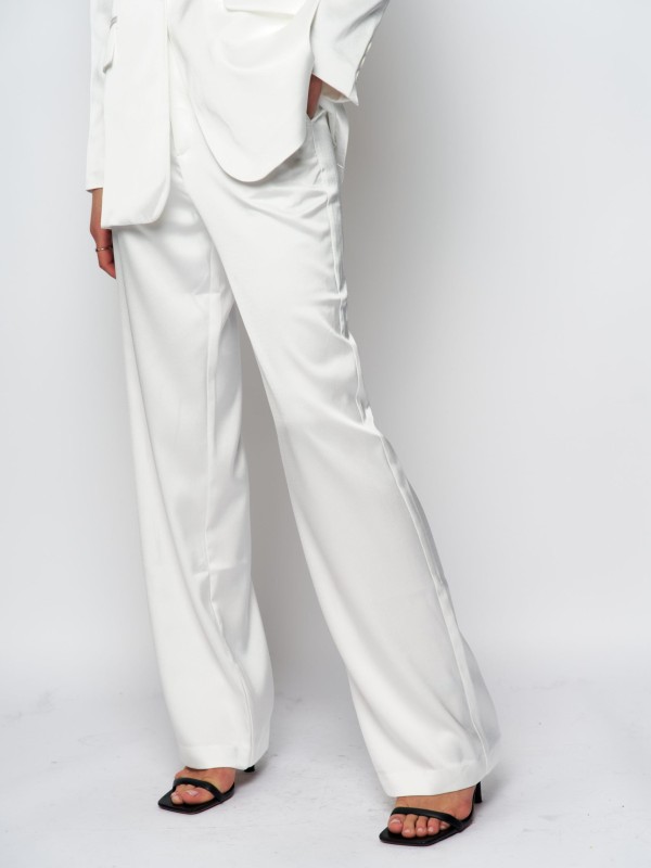 Sienna Jay - Wide Leg satin Pants In white