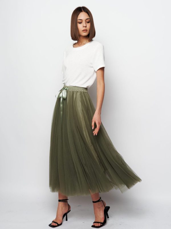 Charlotte-Tulle Skirt Light khaki