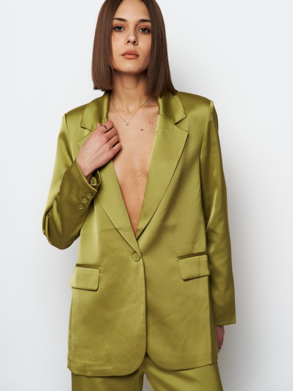 Sienna Jay -Satin blazer in lime