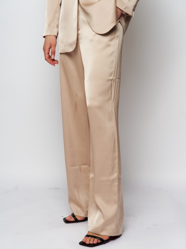Sienna Jay - Wide Leg satin Pants In Beige