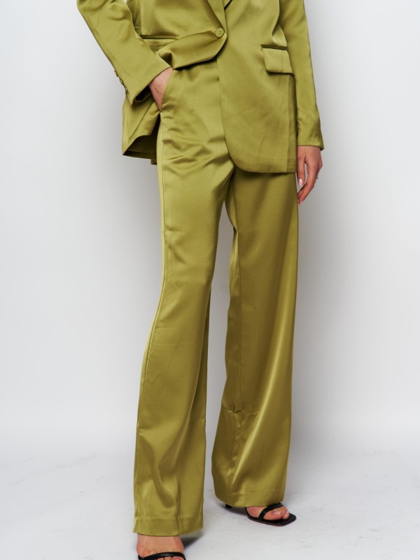 Sienna Jay - Wide Leg satin Pants In lime