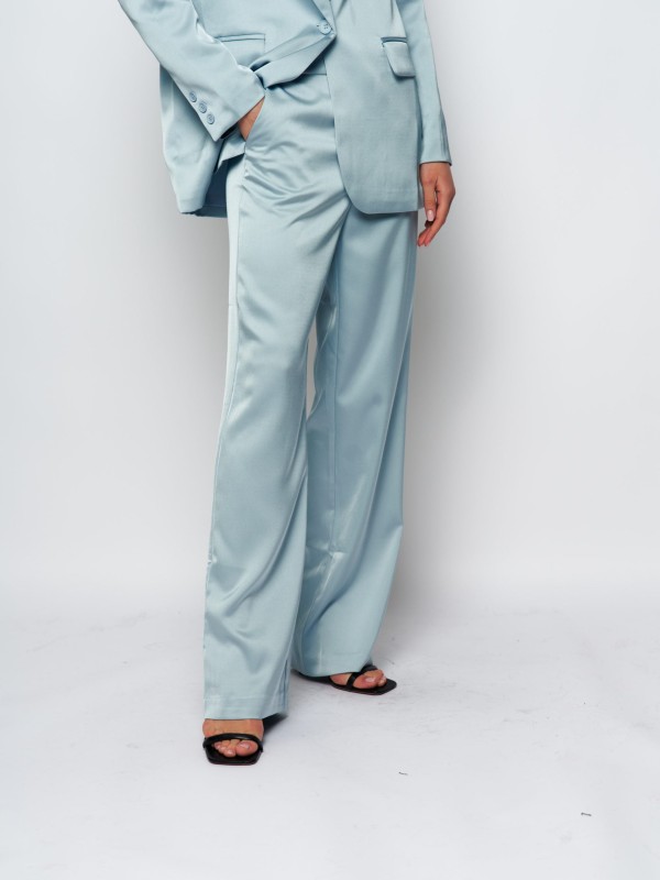 Sienna Jay - Wide Leg satin Pants In Blue