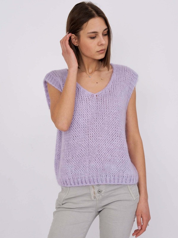 Harper -Chunky  Knitted Vest In Lilac