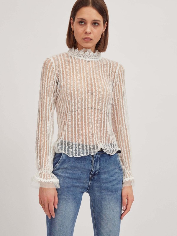 Adalia  - Lace Trimmed Top In White
