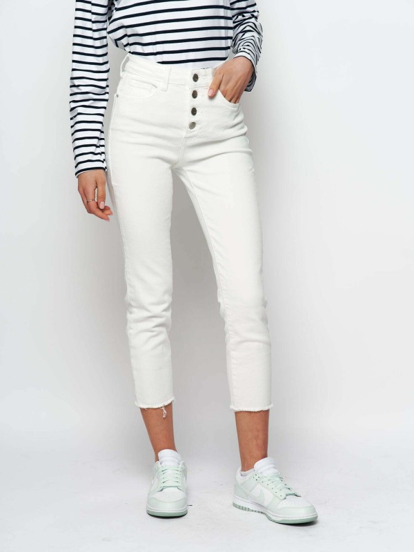 Britt - Denim Straight Leg Jeans In White