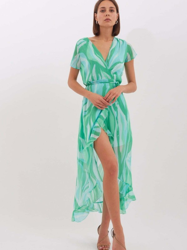 Samantha - Wrap Dress Rainbow Mint