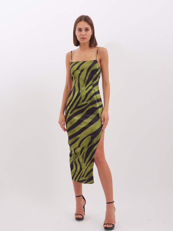 Valeris Open Back Midi Dress In Zebra
