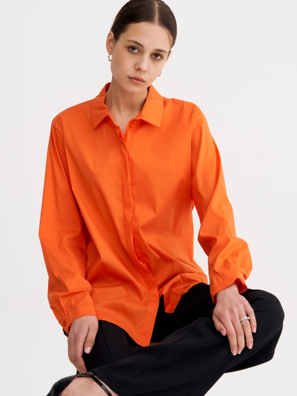 Bea  -Cotton-blend Poplin Shirt In Orange
