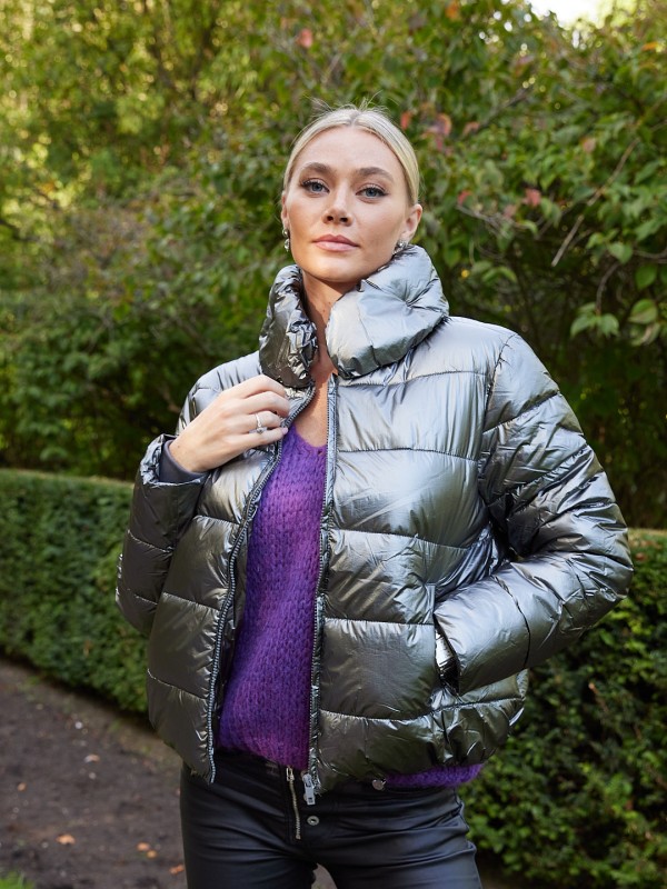 Carson - Quilted Glossed-Shell Jacket in Silver