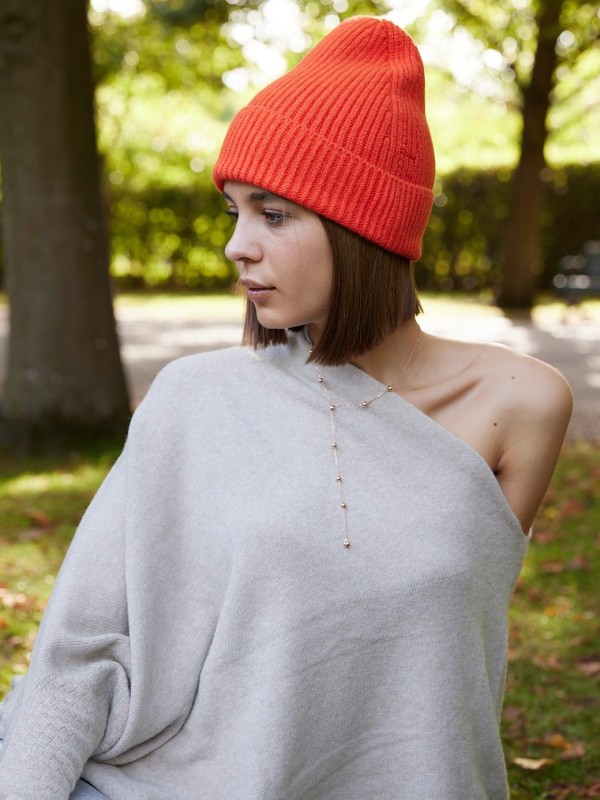 Brooke - ribbed viscose beanie in orange