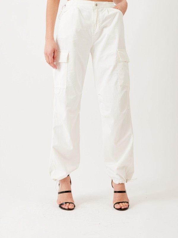 Ariana -cotton-blend gabardine straight-leg cargo pants in white