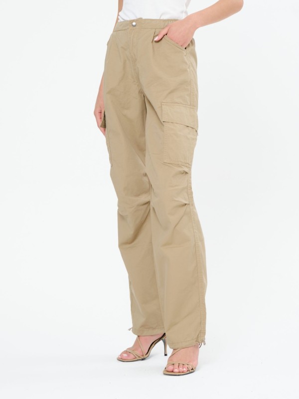 Ariana -cotton-blend gabardine straight-leg cargo pants in beige