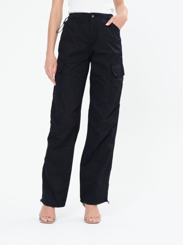 Ariana -cotton-blend gabardine straight-leg cargo pants in black