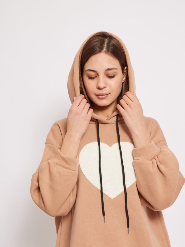 Candy- oversized appliquéd cotton-blend jersey hoodie in beige and cream