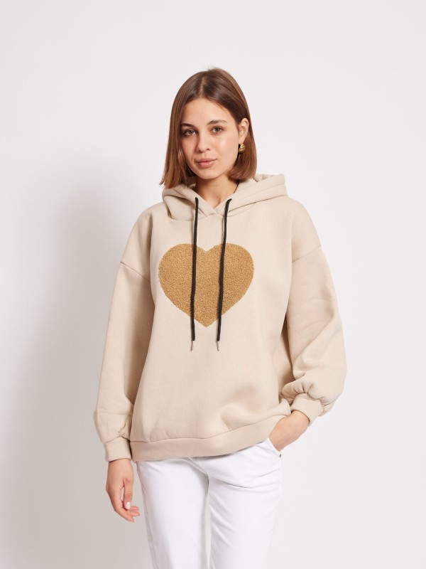Candy- oversized appliquéd cotton-blend jersey hoodie in neutral and beige
