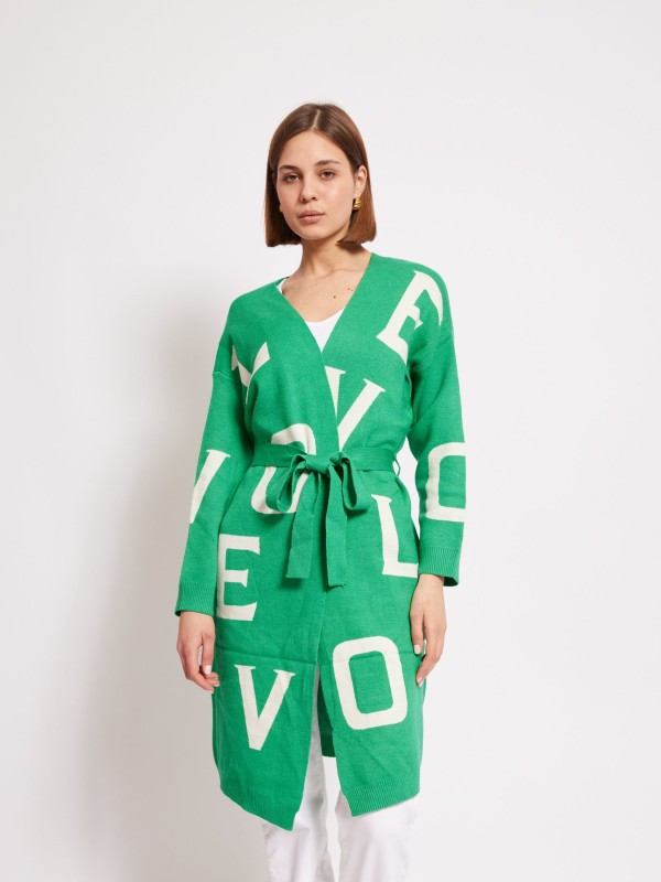 Love  - Jacquard-knit cashmere blend cardigan in green