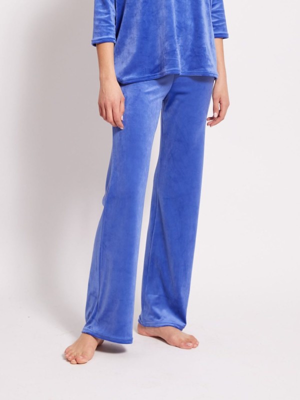 Gigi - Stretch Velvet Wide-Leg Pants In Light Blue