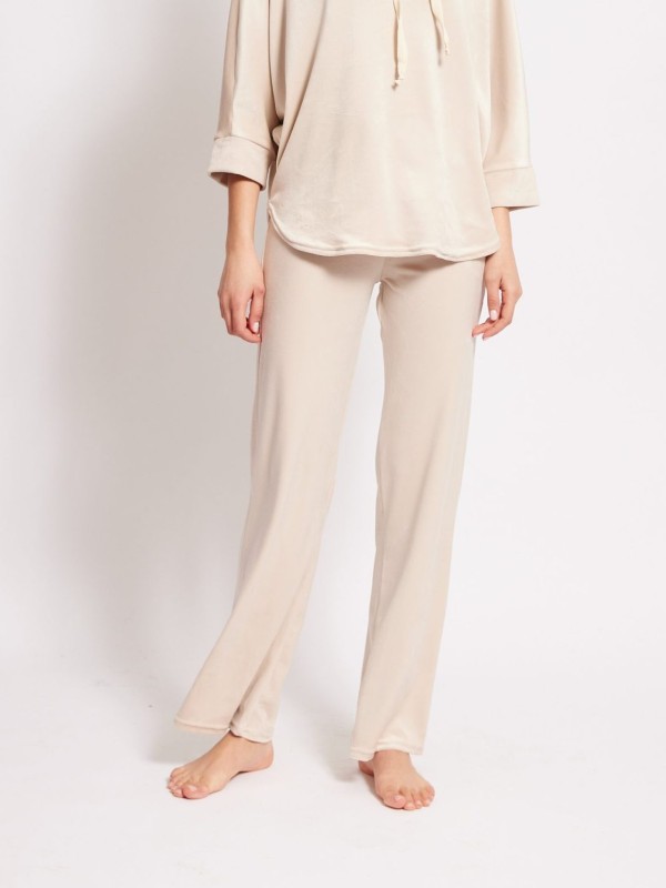 Gigi - Stretch Velvet Wide-Leg Pants In beige