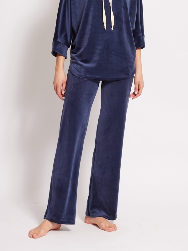 Gigi - Stretch Velvet Wide-Leg Pants In Navy