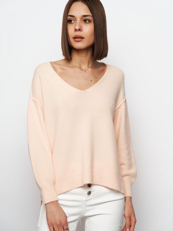 Celine - V Neck Sweater In Peach
