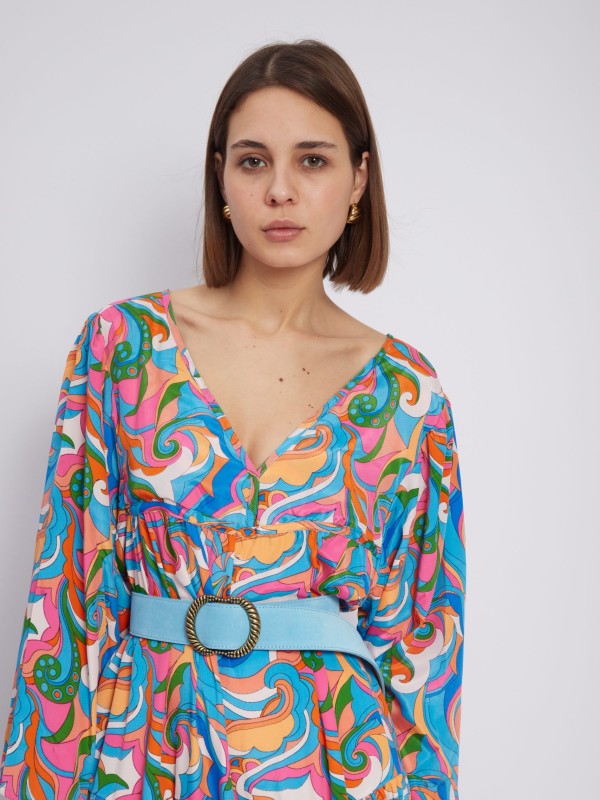 Lina - Leather belt in powder blue