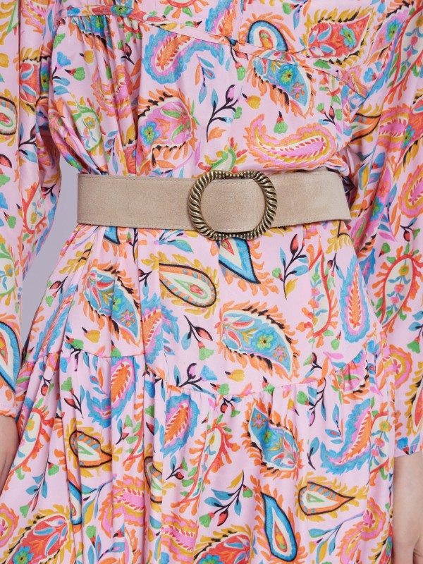 Lina - Leather belt in powder beige