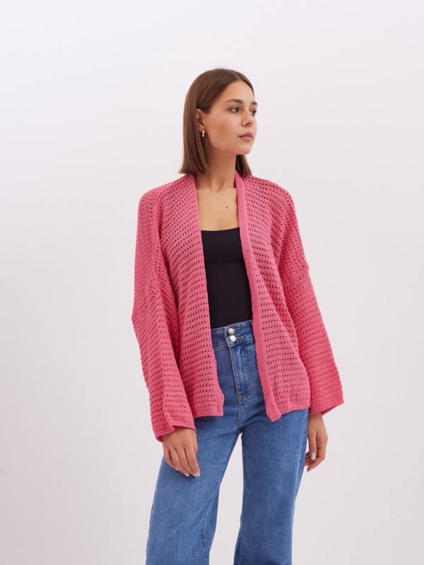 Daisy - cotton crochet cardigan in pink