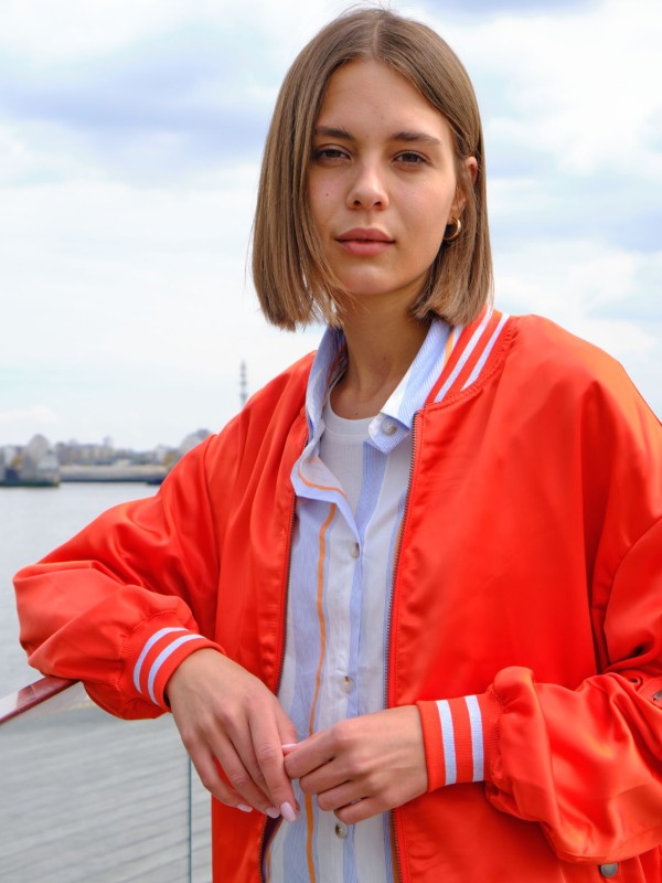 Gigi -Oversized shell bomber jacket In ORANGE