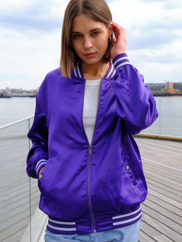 Gigi -Oversized shell bomber jacket In Purple