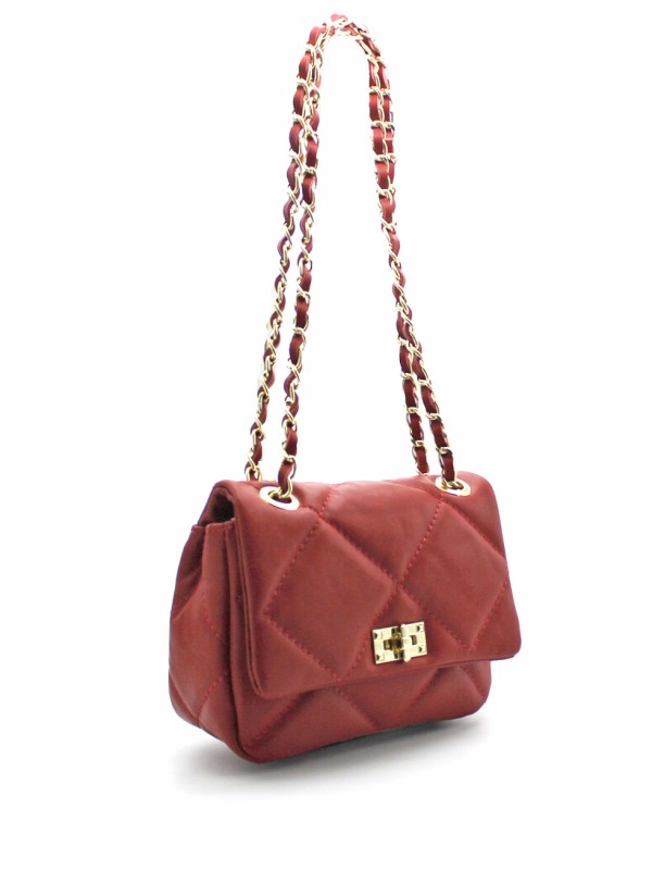 Cindy - leather chain bag in red