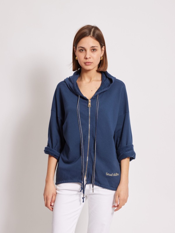 Donna - cotton-jersey hoodie in navy