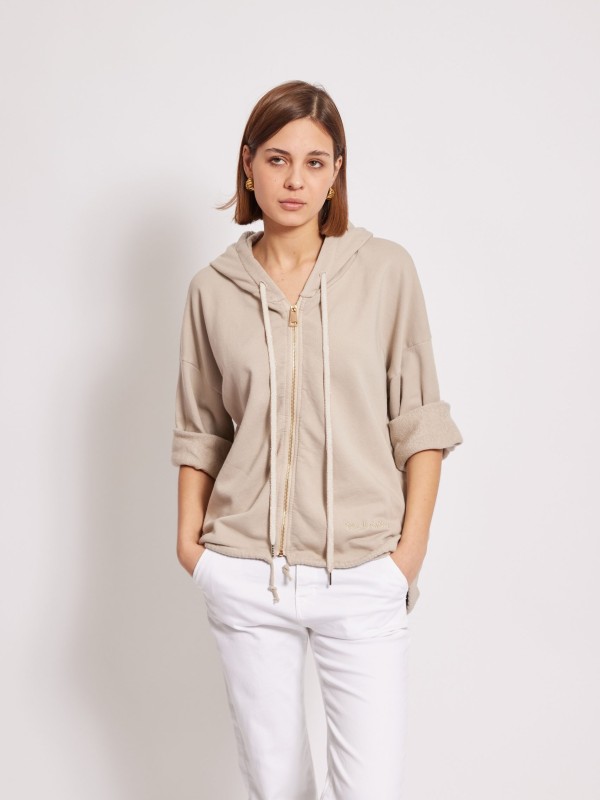 Donna - cotton-jersey hoodie in beige