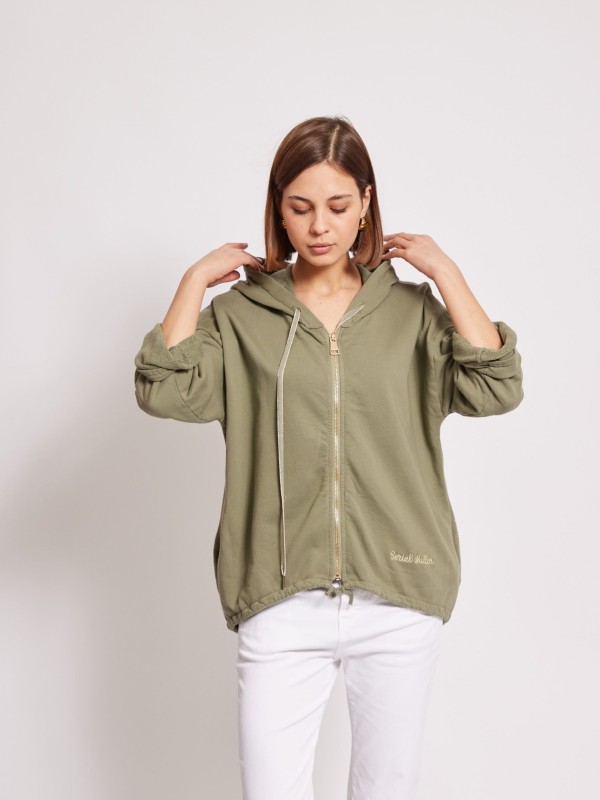 Donna - cotton-jersey hoodie in khaki