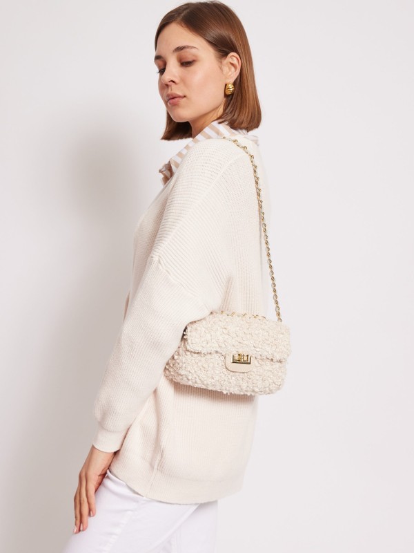 Candy - crossbody boucle chain bag in cream