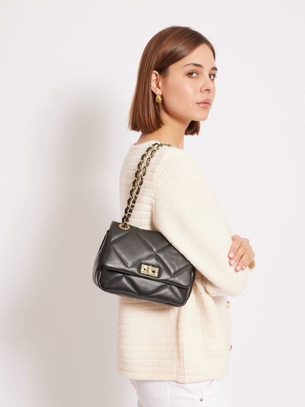 Cindy - leather chain bag in black