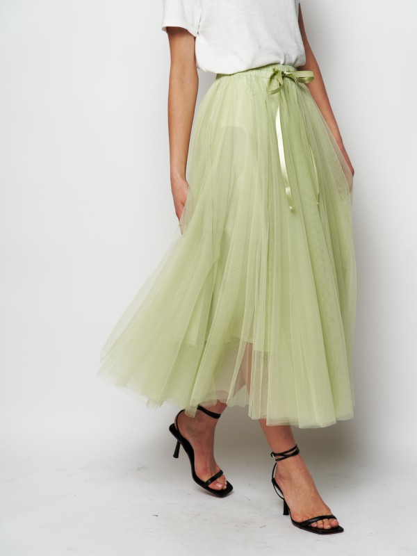 Charlotte-Tulle Skirt Lime