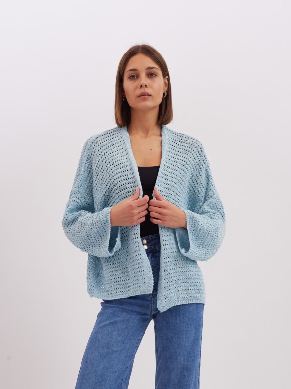Daisy - cotton crochet cardigan in blue