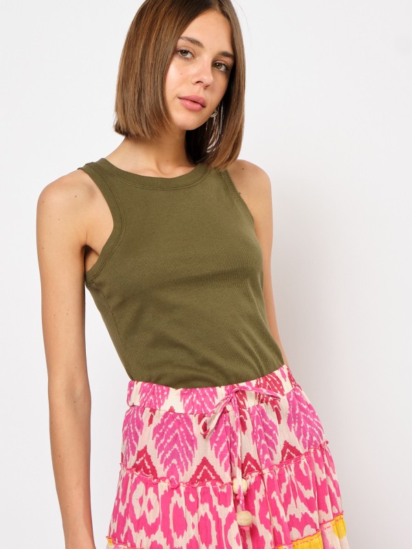 Tatum - ribbed stretch tank in khaki