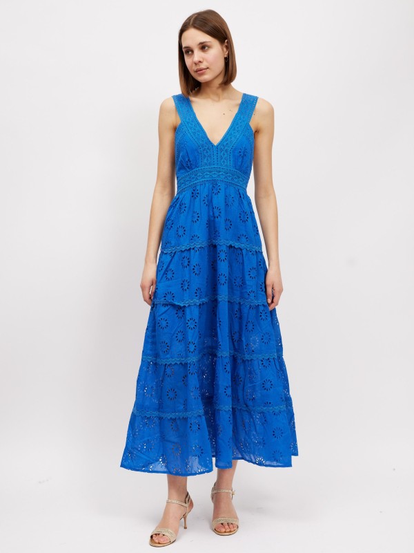 Kim- Broderie Anglaise Maxi Dress In blue