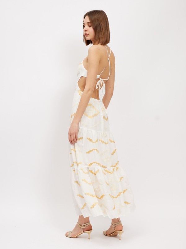 Capri - backless cut out maxi dress in white