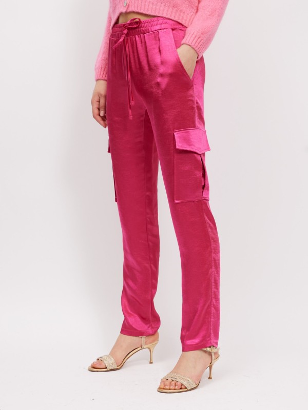 Tiana - Satin Tapered Pants In Pink