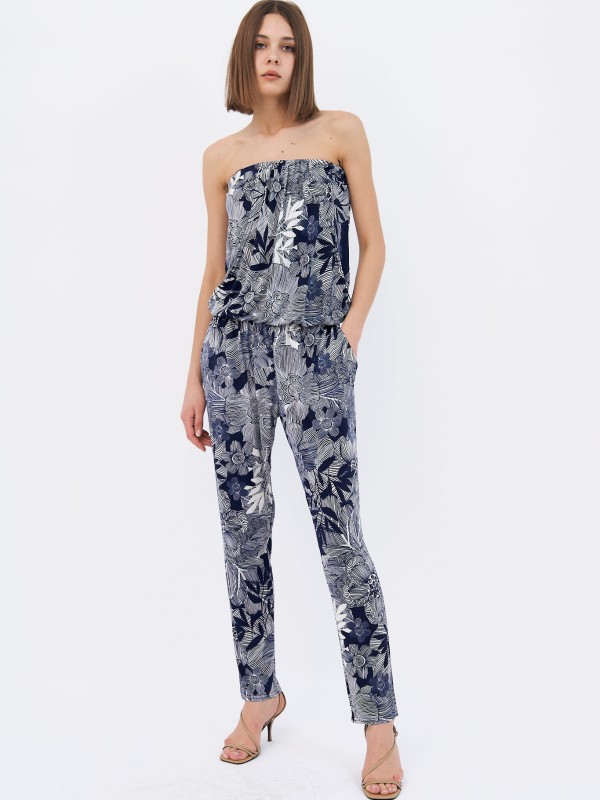 Clara Bandeau Jumpsuit in navy floral