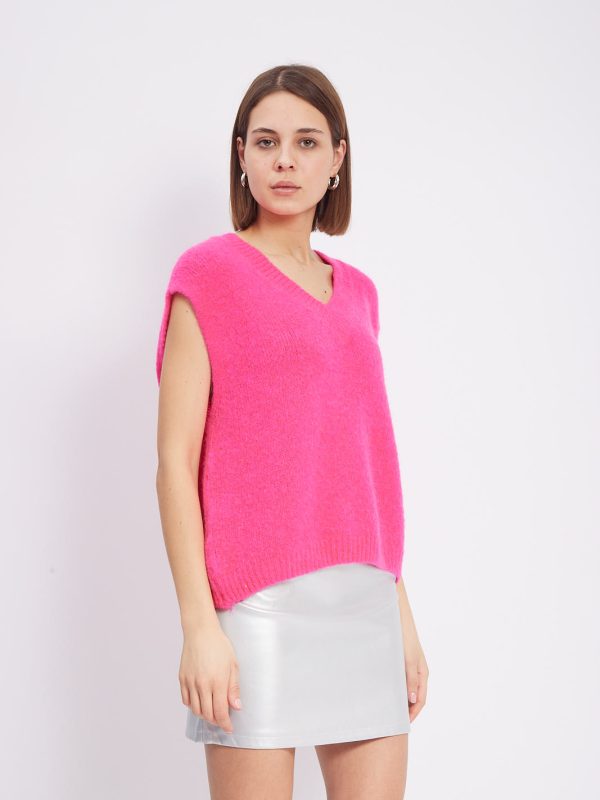 Nina - Knitted Vest In Pink