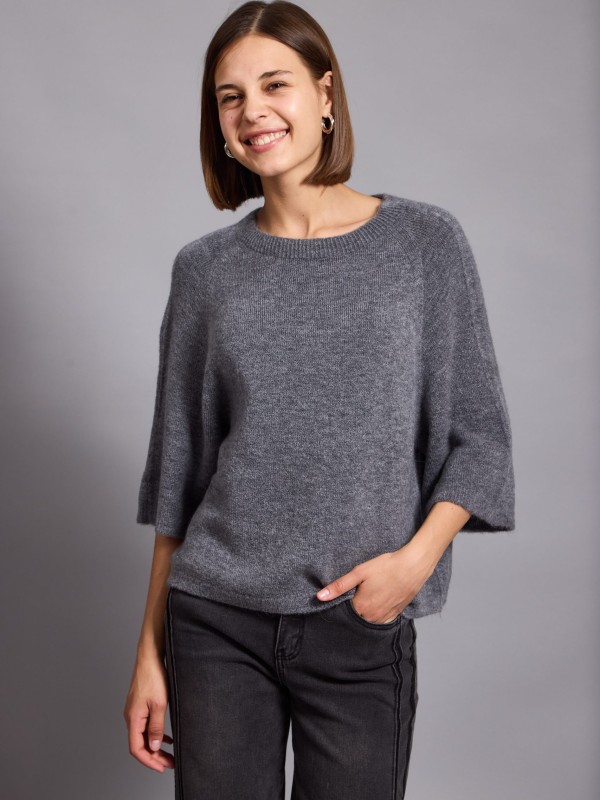 Anita - three-quarter length sleeves sweater in grey