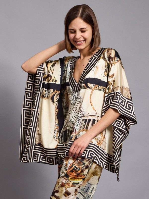 Tatiana - Printed Top Wild  In beige