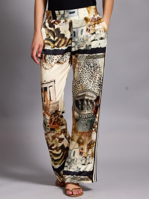 Tatum Striped - Satin Tapered Pants wild in beige