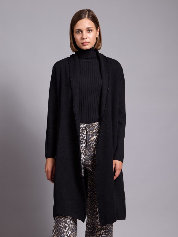 CHELSEA - FRINGED CARDIGAN IN black