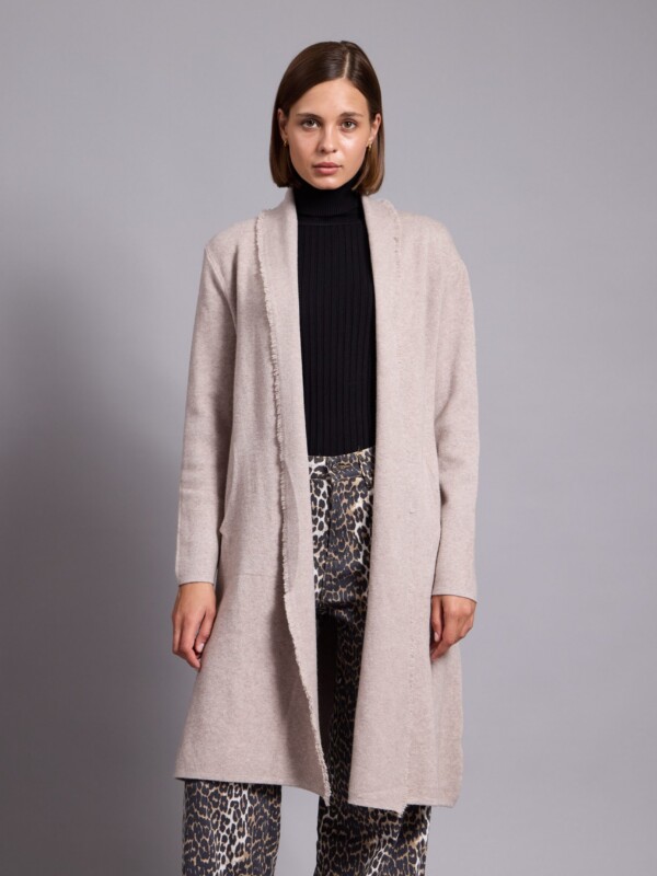 CHELSEA - FRINGED CARDIGAN IN beige